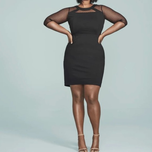 Lane Bryant Black Mesh 3/4 Sleeve Sheath Dress Size 26P NWT - Picture 1 of 5
